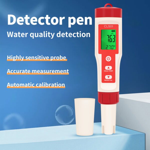 5 in 1 Water Quality Tester PH CL ORP H2 TEMP+CL501 - 图片 2