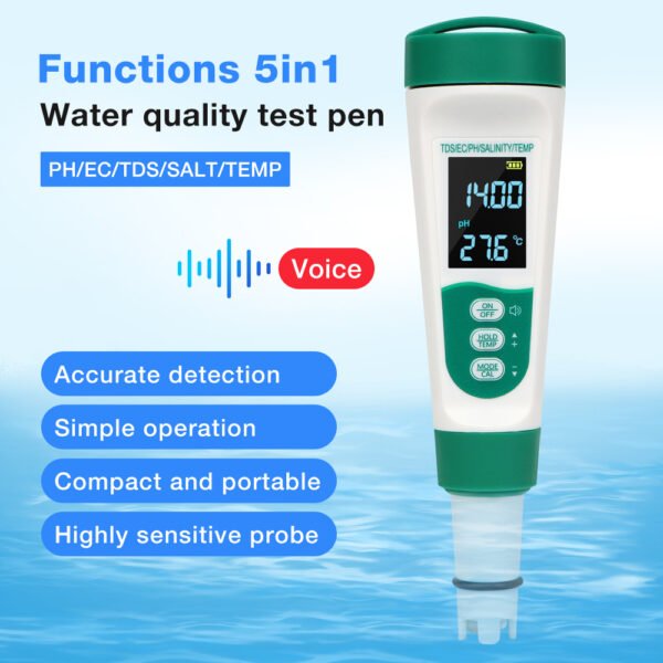 5 in 1 PH/EC/TDS/SALT/TEMP Water Quality Detector +PH316 - 图片 2