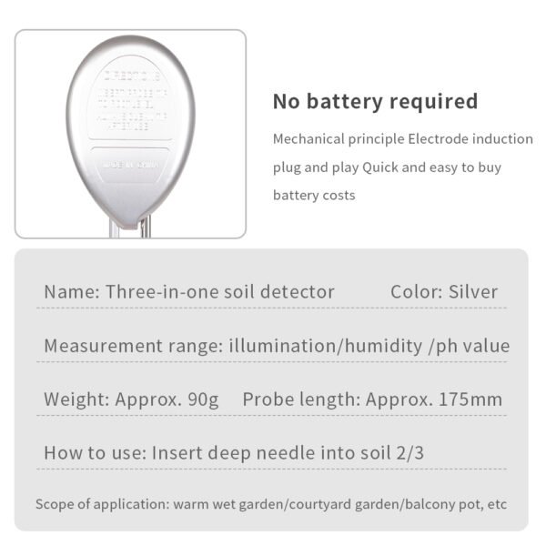 3-in-1 Soil Moisture Meter SPH002W - 图片 11