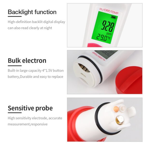3 in 1 Water Quality Test Pen H2 ORP Temp Tester + PH317 - 图片 11
