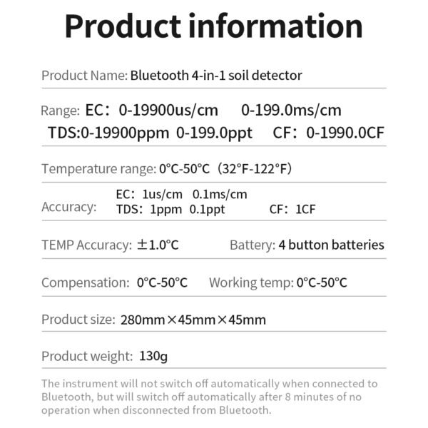 4 in 1 Soil Detector TDS EC CF Temp+BT761 - 图片 9