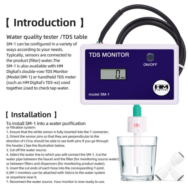 SM-1 TDS Tester Online Water Quality Detector+TDS036 - 图片 5