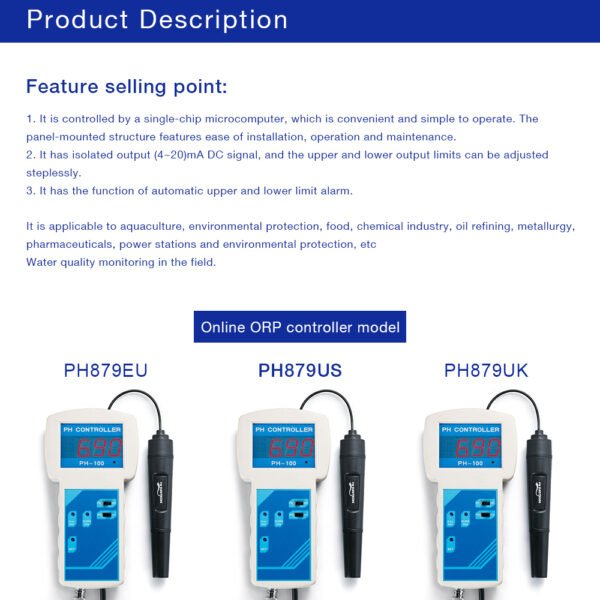 Portable LCD Display Online PH Controller PH879EU - 图片 5