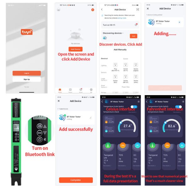 5 in 1 Water Quality Tester PH EC CF TDS Temp +BT700 - 图片 6