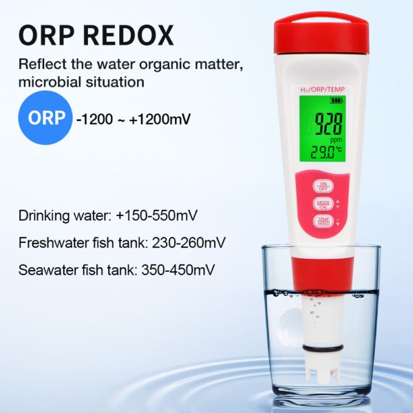 3 in 1 Water Quality Test Pen H2 ORP Temp Tester + PH317 - 图片 6