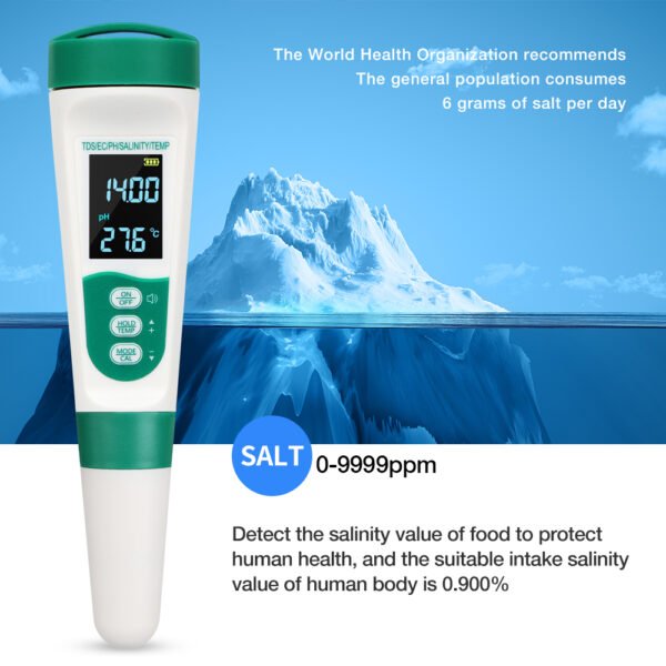 5 in 1 PH/EC/TDS/SALT/TEMP Water Quality Detector +PH316 - 图片 8