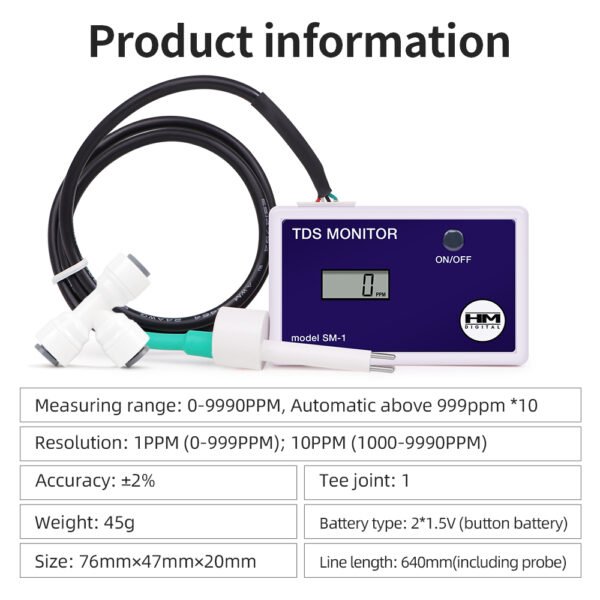 SM-1 TDS Tester Online Water Quality Detector+TDS036 - 图片 9