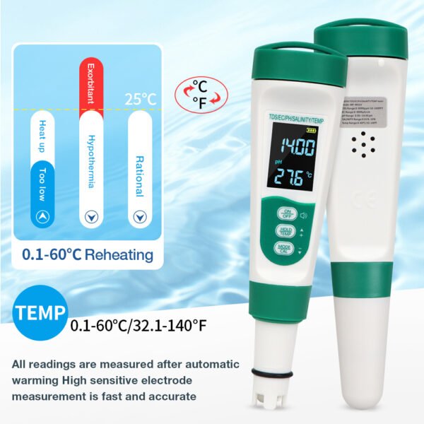 5 in 1 PH/EC/TDS/SALT/TEMP Water Quality Detector +PH316 - 图片 9