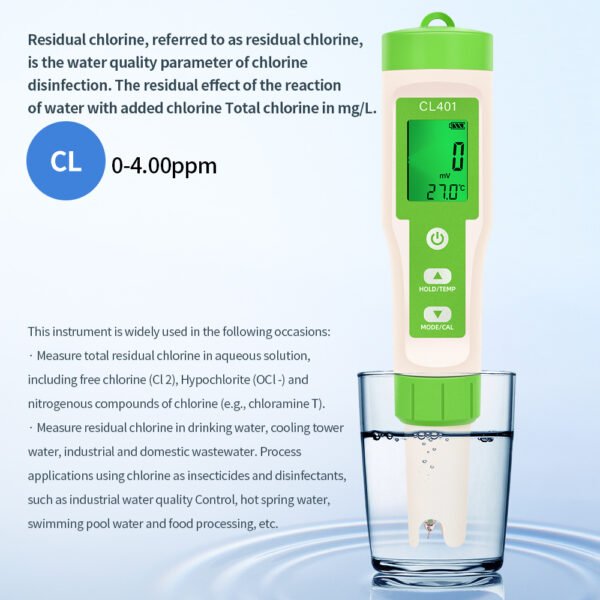 4 in 1 Water Quality Tester CL ORP H2 TEMP+CL401 - 图片 10