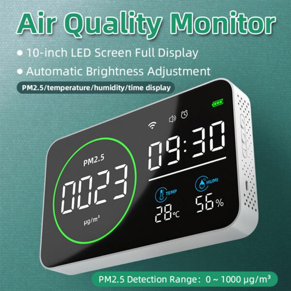 4 in 1 Wifi PM2.5 Time Temp Humi Air Quality Detector +ALB33 - 图片 2