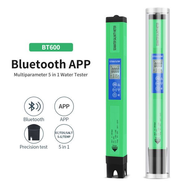5 in 1 EC/TDS/SALT/S.G/TEMP Water Quality Tester+BT600 - 图片 2