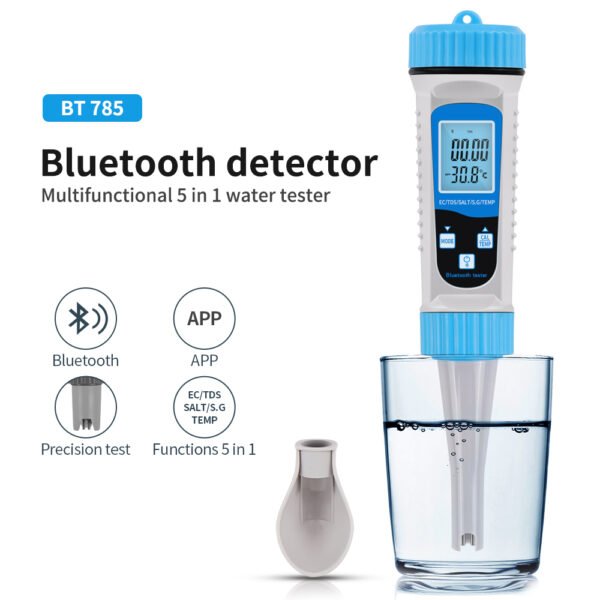 5-in-1 Spoon Water Quality Tester EC TDS.SALT S.G Temp +BT785 - 图片 2