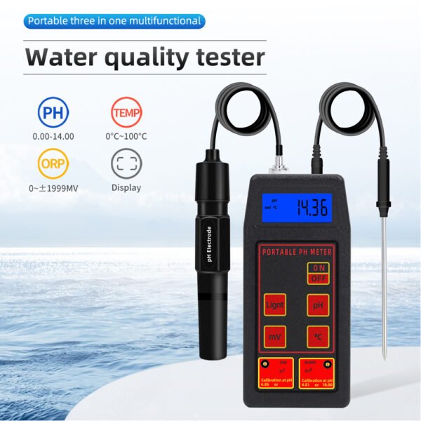 3 in 1 Portable mV Temp pH Meter +PH083 - 图片 2