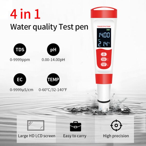 4 in 1 Water Quality Meter pH TDS EC TEMP Meter +PH312 - 图片 2