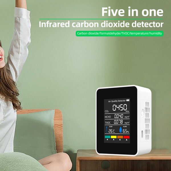 5 in 1 Carbon Dioxide Formaldehyde TVOC CO2 Carbon Dioxide Detector +ALB17 - 图片 2
