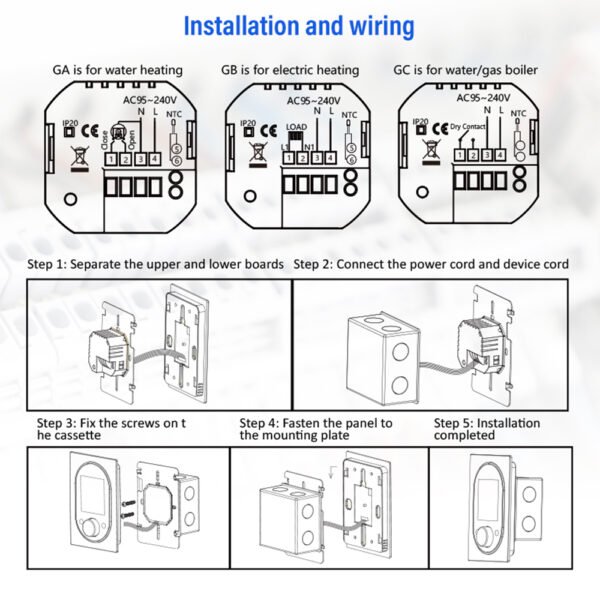 BHT-9000 Smart Knob Thermostat WiFi Floor Heating Controller+WH89A/WH89B/WH89C - 图片 11