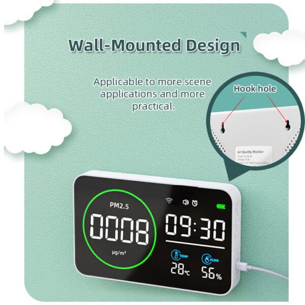 4 in 1 Wifi PM2.5 Time Temp Humi Air Quality Detector +ALB33 - 图片 11