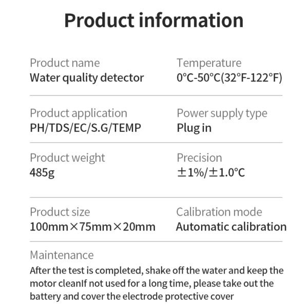 Digital Wifi 5 in 1 Water Quality Tester PH TDS EC S.G TEMP Meter+WF991 - 图片 3