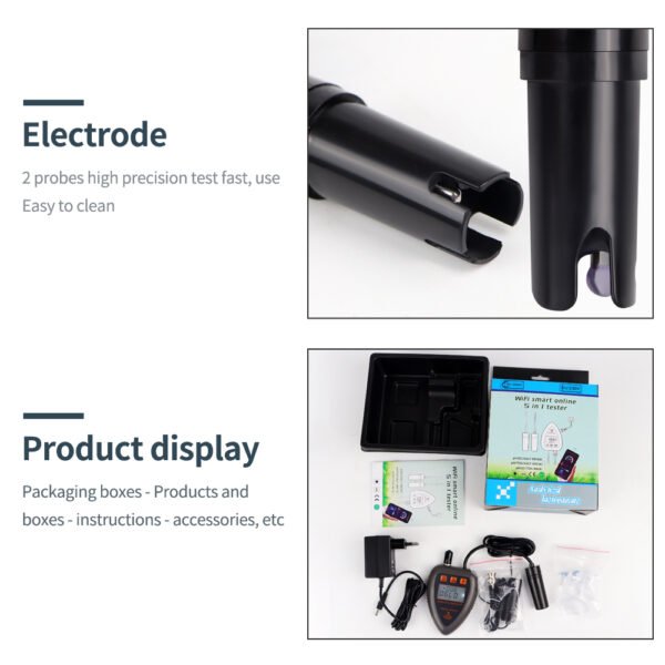 Digital Wifi 5 in 1 Water Quality Tester PH TDS EC S.G TEMP Meter+WF991 - 图片 5
