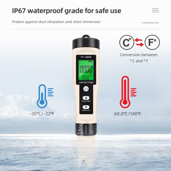 3 in 1 Hydrogen-rich Temperature ORP H2 Meter With Backlight+PH165BL - 图片 7