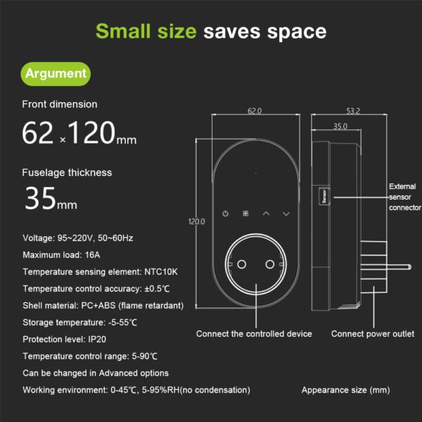 BHT-12-E Smart WiFi Remote Control Thermostat +WH82EU/WH81EU - 图片 3