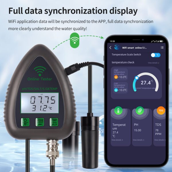 5 in 1 WIFI Smart Online Water Quality Monitor PH TDS S.G Salinity Temp +WF9951 - 图片 5