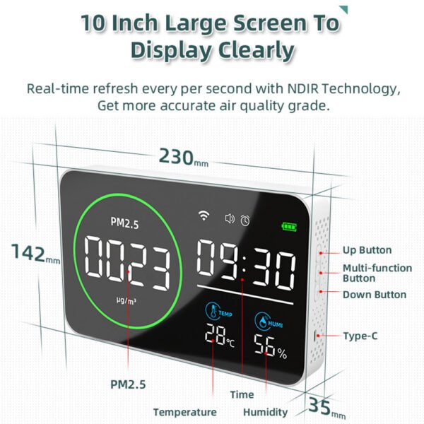 4 in 1 Wifi PM2.5 Time Temp Humi Air Quality Detector +ALB33 - 图片 5