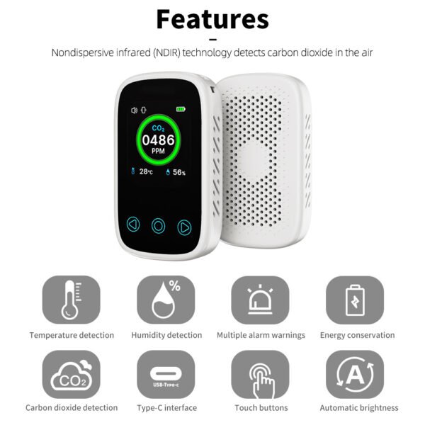 3 in 1 CO2 Temp Humidity air quality detector +ALB34 - 图片 5
