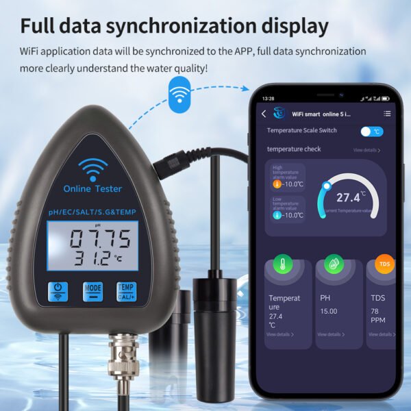 5 In 1 Wifi PH EC S.G Salinity Temp Meter + WF9953 - 图片 5