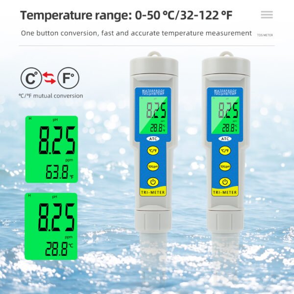 Digital Temp PH TDS Meter with ATC for Aquarium Drinking Water + TDSPHTEM986 - 图片 5