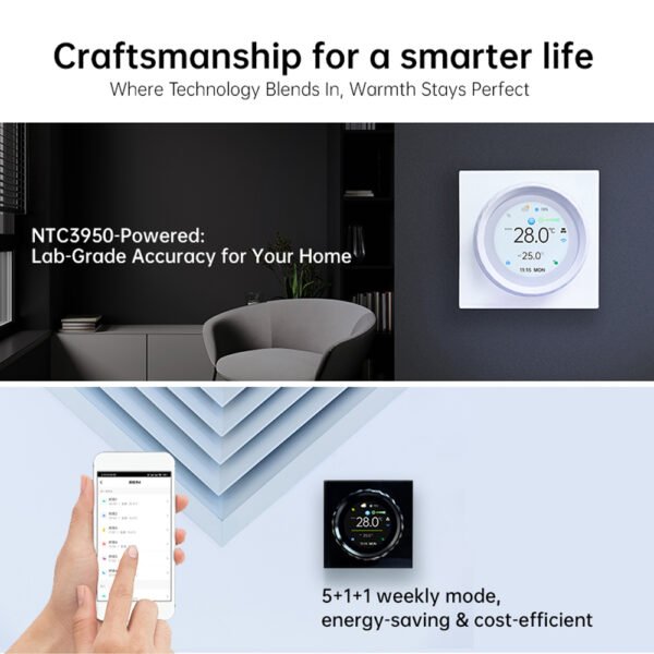BAC-2007ELW WiFi Floor Heating Controller+WH142A/WH142W/WH142 - 图片 5