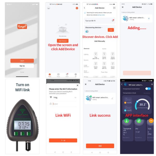 5 in 1 WIFI Smart Online Water Quality Monitor PH TDS S.G Salinity Temp +WF9951 - 图片 6
