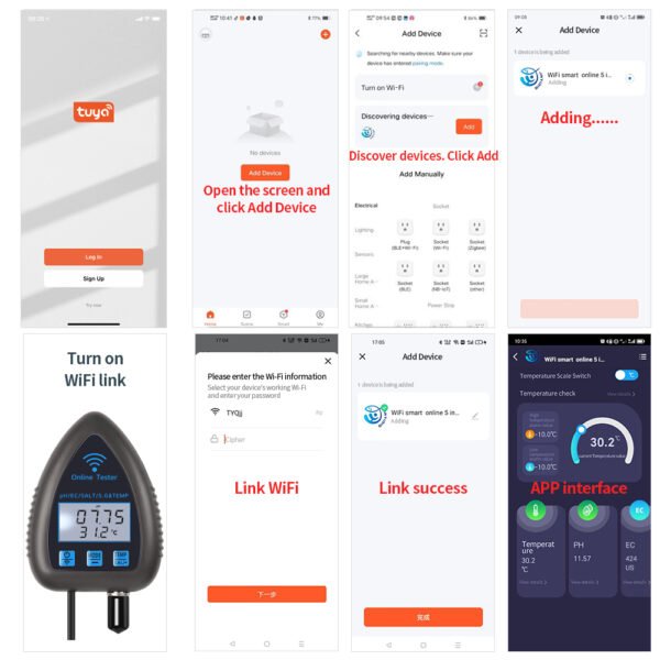 5 In 1 Wifi PH EC S.G Salinity Temp Meter + WF9953 - 图片 6
