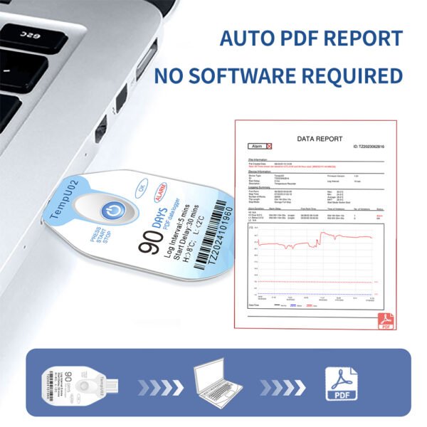 90 Days PDF Data Logger USB Portable Temperature Recorder+Temp009 - 图片 6