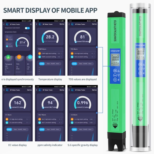 5 in 1 EC/TDS/SALT/S.G/TEMP Water Quality Tester+BT600 - 图片 7