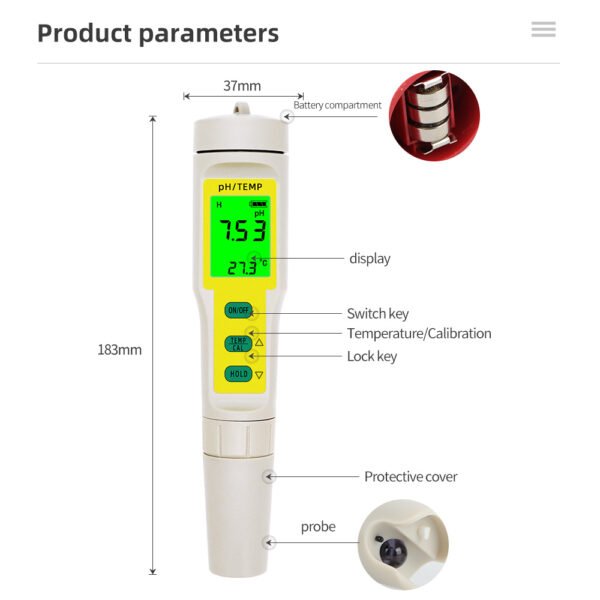 PH-201 High Quality LCD Display Water Quality Tester +PH024 - 图片 7