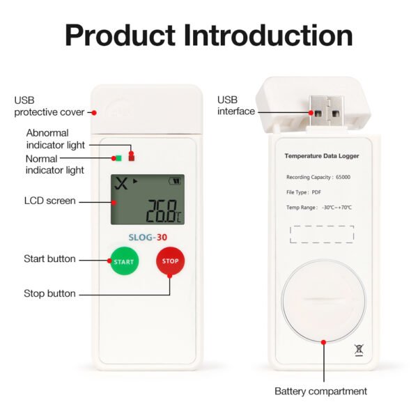 SLOG-30 Temperature Record Data Logger Temperature Recorder+Temp030 - 图片 7