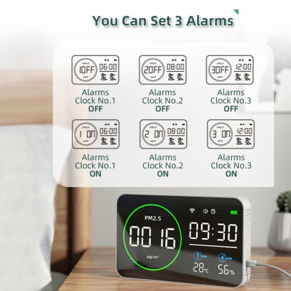 4 in 1 Wifi PM2.5 Time Temp Humi Air Quality Detector +ALB33 - 图片 8