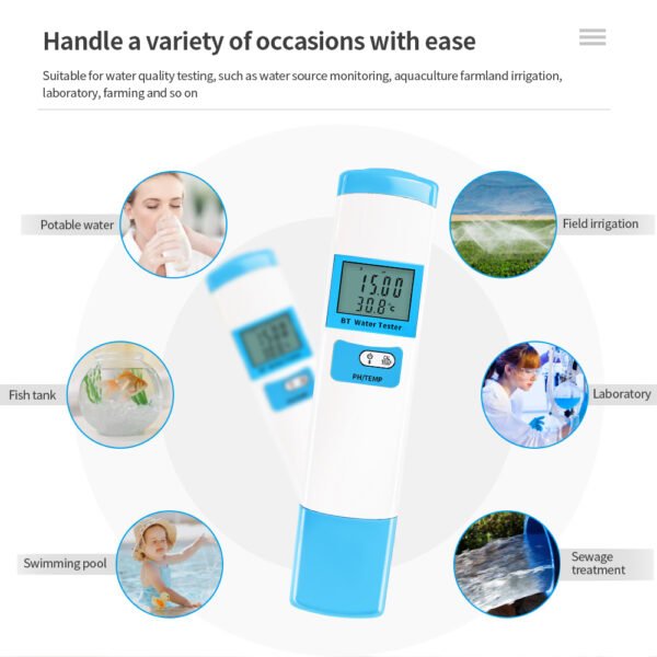 Bluetooth 2 in 1 PH/TEMP Water Quality Tester+BT98601 - 图片 8