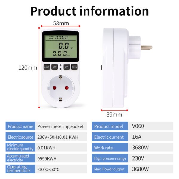 Large LCD Display Power Meter+V060EU - 图片 8