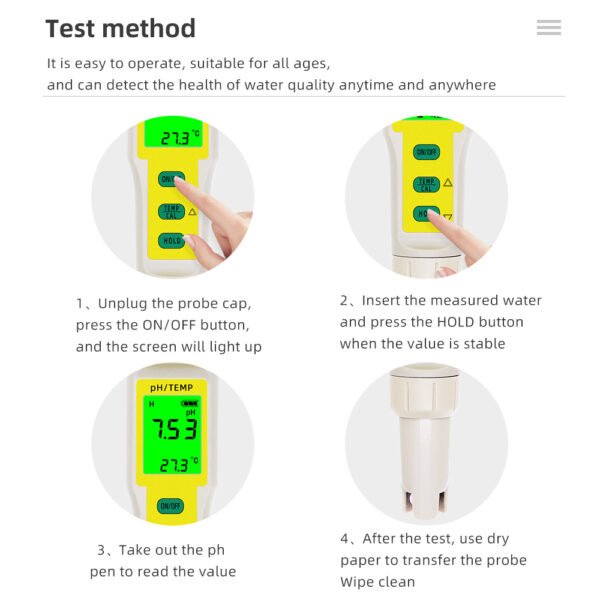 PH-201 High Quality LCD Display Water Quality Tester +PH024 - 图片 8
