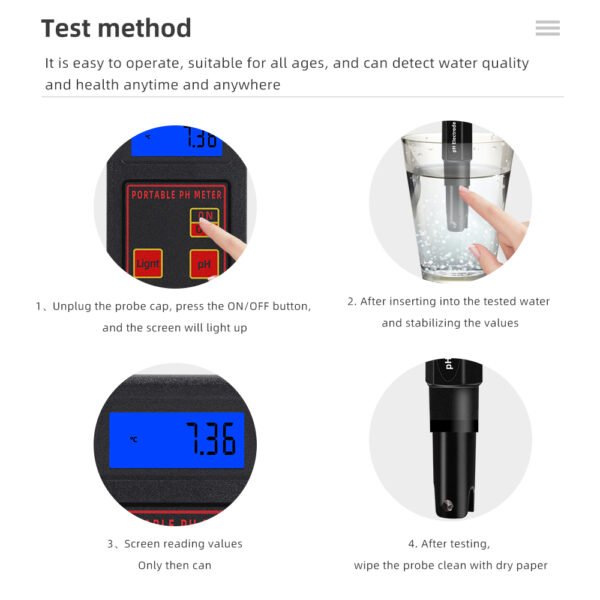 3 in 1 Portable mV Temp pH Meter +PH083 - 图片 8