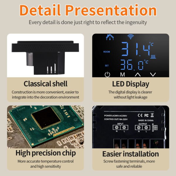 MH-1828A Wifi Electric Floor Heating Digital Thermostat+WH68WF/WH69WF - 图片 8