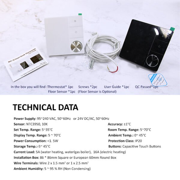 BHT-18 Smart Voice Knob Thermostat WiFi Floor Heating Controller +WH88A/WH88B/WH88C - 图片 8