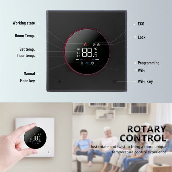 BHT-7000 Smart Knob Thermostat WiFi Floor Heating Controller+WH90AB/WH91AB/WH92AB - 图片 8