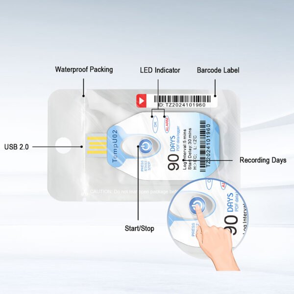 90 Days PDF Data Logger USB Portable Temperature Recorder+Temp009 - 图片 8