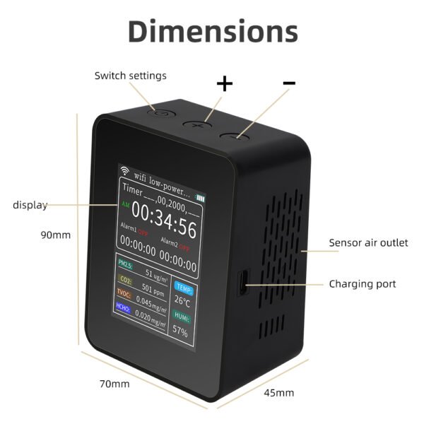 WIFI USB Intelligent Indoor Gas Analyzers Air Quality Detector +ALB18 - 图片 8