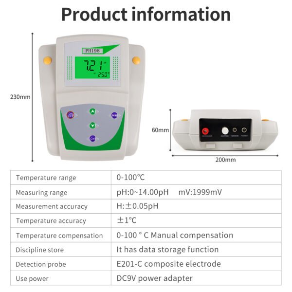 2 in 1 PHS-25C PH Tester +PH198 - 图片 9