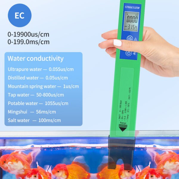 5 in 1 EC/TDS/SALT/S.G/TEMP Water Quality Tester+BT600 - 图片 9