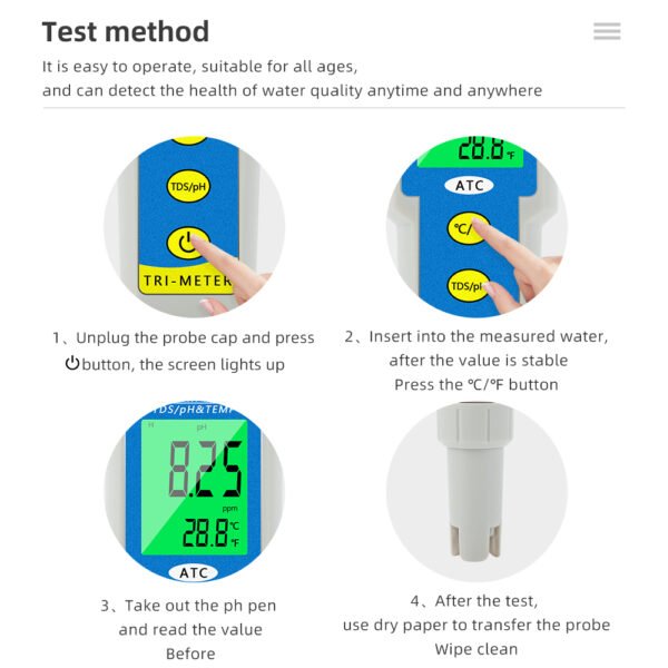 Digital Temp PH TDS Meter with ATC for Aquarium Drinking Water + TDSPHTEM986 - 图片 9